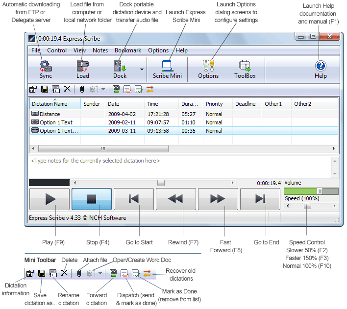 how to use express scribe to transcribe audio