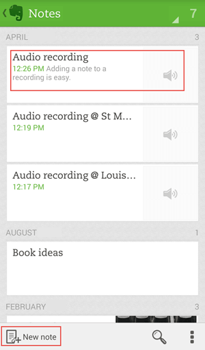 evernote audio recording app