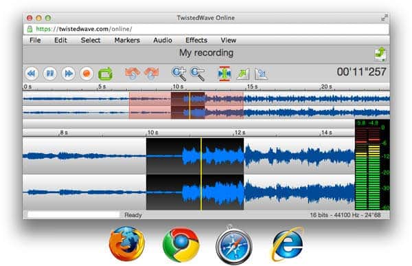 TwistedWave Online browser-based audio editing software