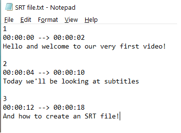 SRT file for subtitles